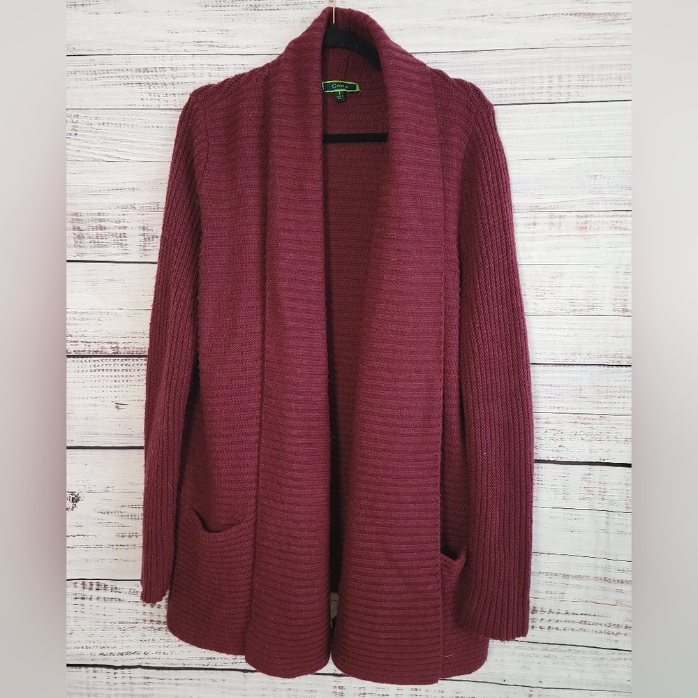 C Wonder L Wool Blend Maroon Cardigan